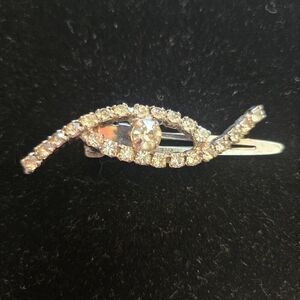 Vintage Rhinestone Clip Barrette Silver Tone Japan 1950s